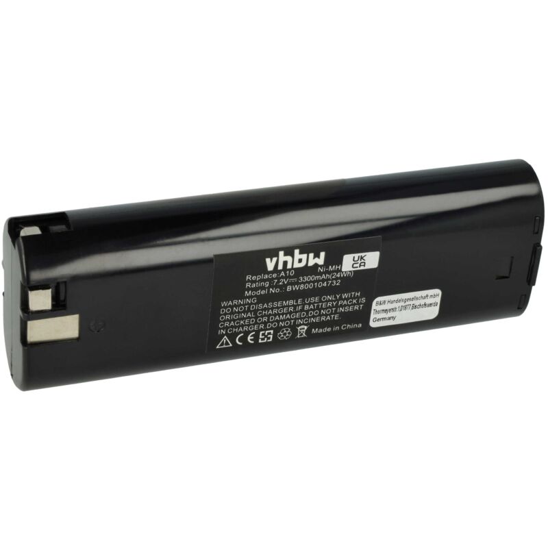 foto del prodotto vhbw batteria compatibile con aeg al7, b 72, b 72a, b72a, abe10, abs10, abse10, al77 attrezzi da lavoro 3300 mah, nimh, 7,2 v 