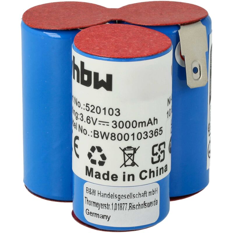 foto del prodotto vhbw batteria compatibile con aeg fl36 ag303 home cleaner 3000mah, 3,6v, nimh 