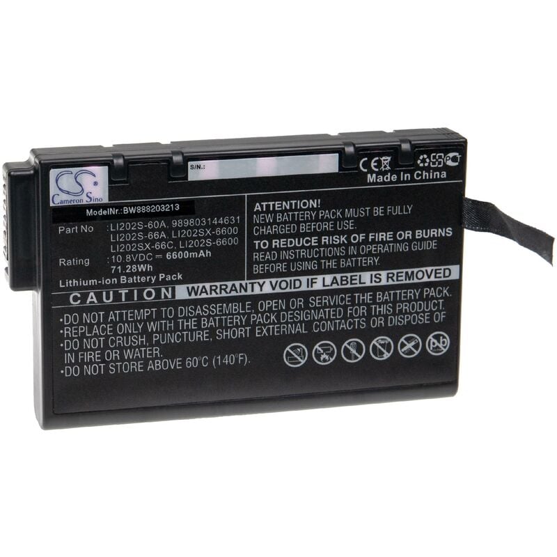 foto del prodotto vhbw batteria compatibile con aerotrak tsi dusttrak drx 8534, dust monitor, ii 530ep dispositivo di misurazione 6600mah, 10,8v, li ion 