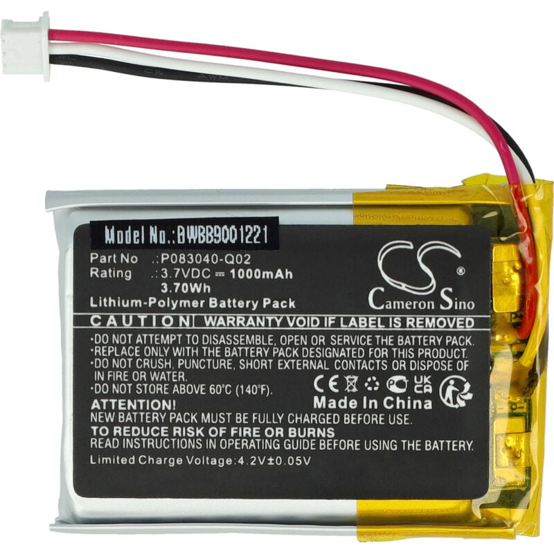 foto del prodotto vhbw batteria compatibile con akg y50bt auricolari cuffie wireless 1000mah, 3,7v, li poly 