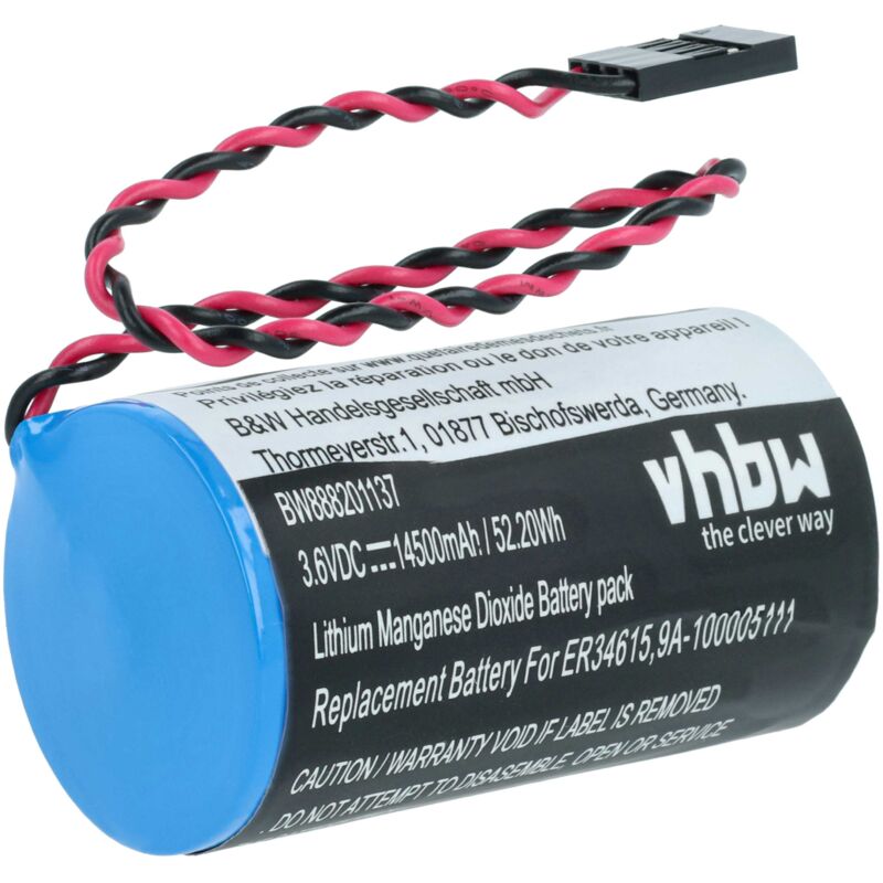 foto del prodotto vhbw batteria compatibile con alexor wt4911batt, wt4911b dispositivo di misurazione 14500mah, 3,6v, li mno2 