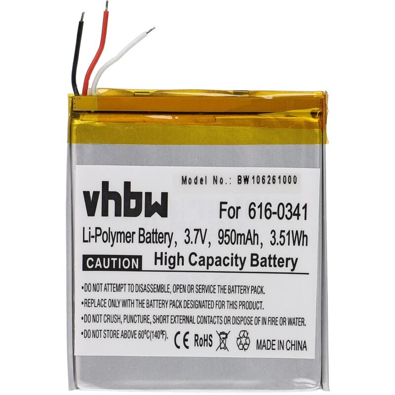 foto del prodotto vhbw batteria compatibile con apple ipod touch 1. generation 8gb, ma623ll b mp3 music player lettore musicale 950mah, 3,7v, li poly 