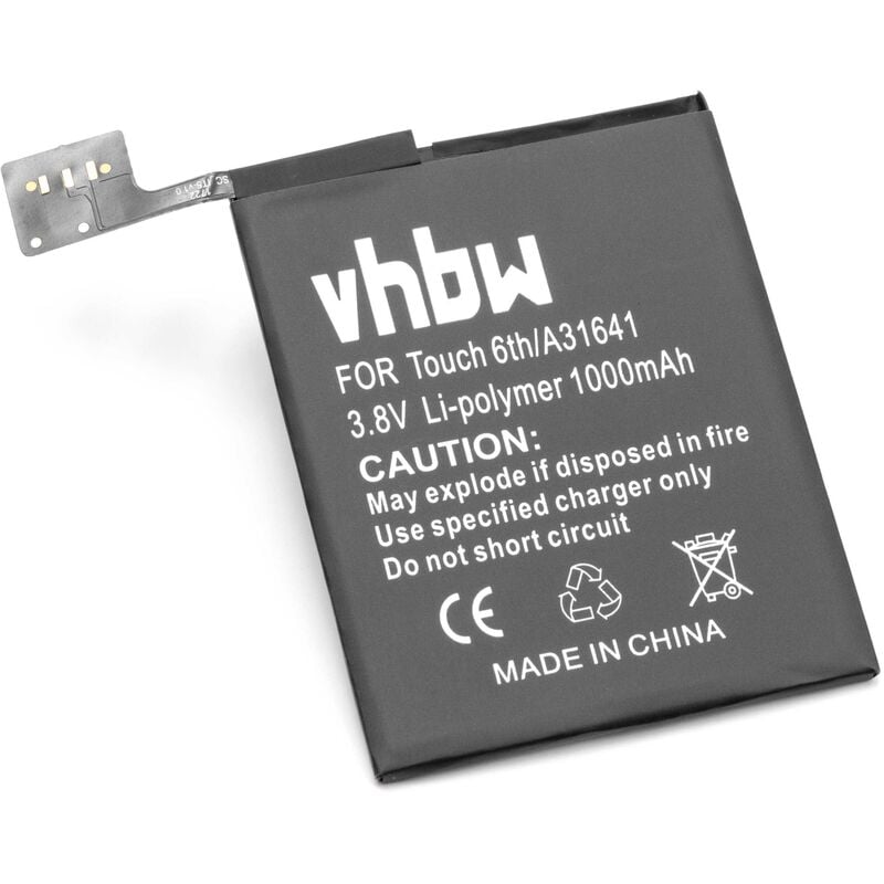 foto del prodotto vhbw batteria compatibile con apple ipod touch 6, a1574 mp3 music player lettore musicale 1.000mah, 3,85v, li poly 