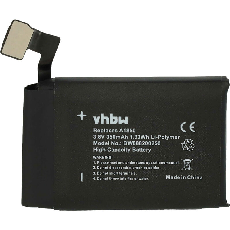 foto del prodotto vhbw batteria compatibile con apple watch mqk22ll a, mqk32ll a smartwatch orologio bracciale fitness 350mah, 3,8v, li poly set utensili