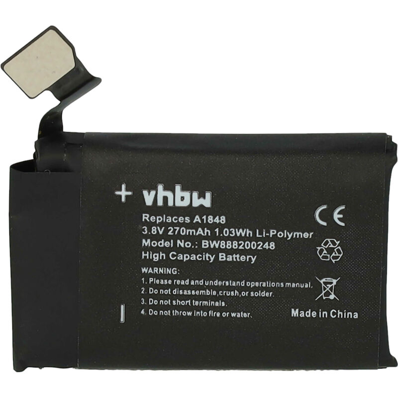 foto del prodotto vhbw batteria compatibile con apple watch mqkw2ll a, mqkx2ll a smartwatch orologio bracciale fitness 270mah, 3,82v, li poly set utensili