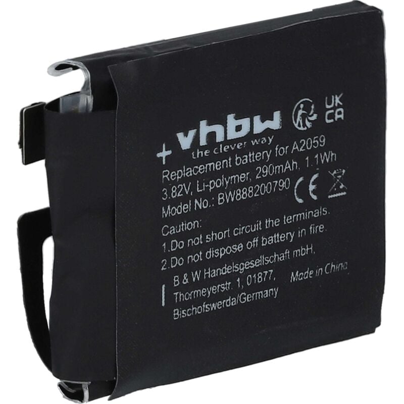foto del prodotto vhbw batteria compatibile con apple watch serie 4 44mm, a1976 smartwatch orologio bracciale fitness 290mah, 3,82v, li poly 