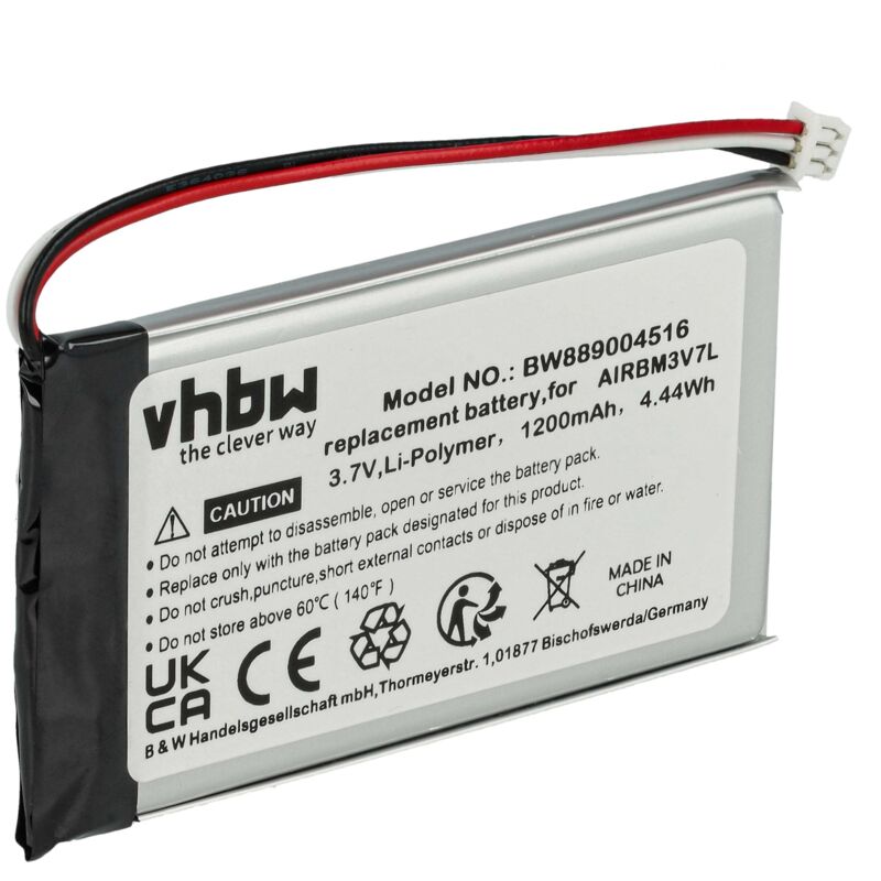 foto del prodotto vhbw batteria compatibile con autec air a8, a6, a4 radiocomando industriale, telecomando 1200mah, 3,7v, li poly, senza custodia 