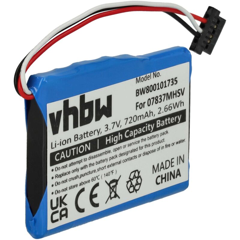 foto del prodotto vhbw batteria compatibile con becker traffic assist ta z 101, z, z 099 navigatore gps 720mah, 3,7v, li ion 