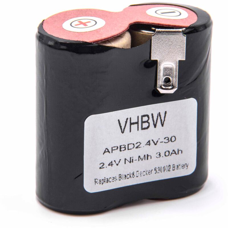 foto del prodotto vhbw batteria compatibile con black decker classic hc422, hc425, hc425c, hc425e, hc421, hc429, hc430 home cleaner 3000mah, 2,4v, nimh 