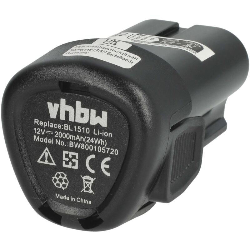 foto del prodotto vhbw batteria compatibile con black decker psl12, ldx112c, ldx112, hpl10rs utensile elettrico 2000 mah, li ion, 12 v 