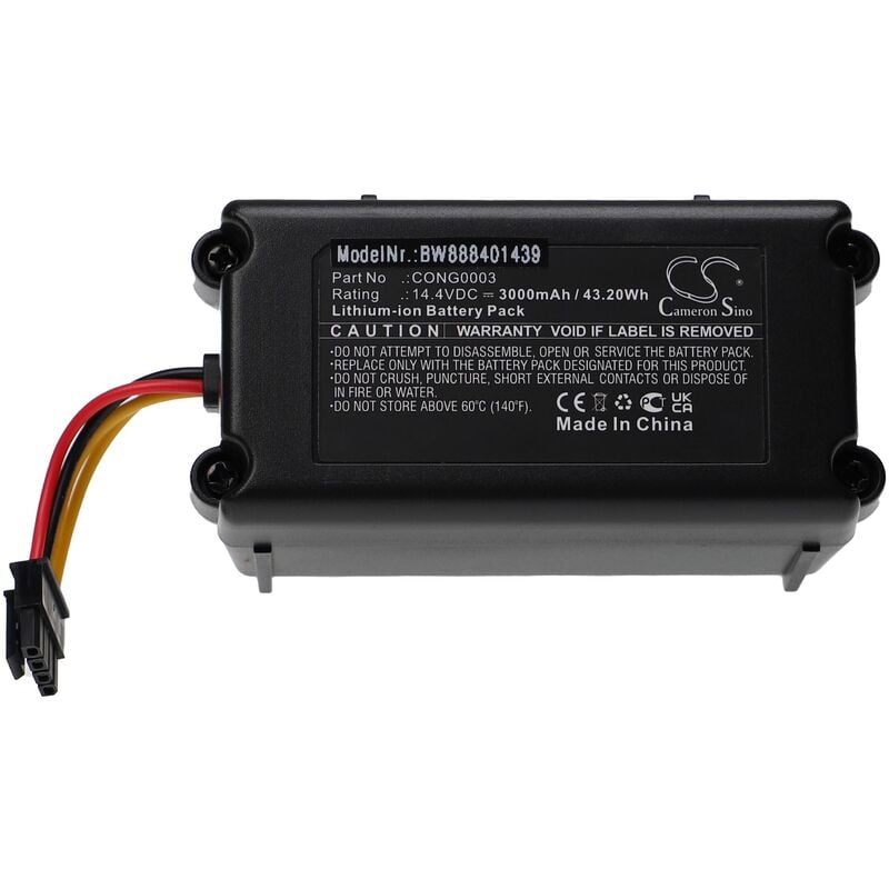 foto del prodotto vhbw batteria compatibile con blaupunkt bluebot xsmart bpk vcbb1xvb, bluebot xsmart bpk vcbb1xte aspirapolvere 3000mah, 14,4v, li ion 