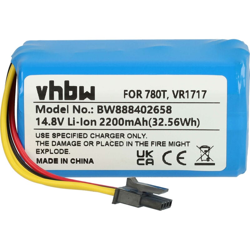 foto del prodotto vhbw batteria compatibile con blaupunkt bluebot xsmart bpk vcbb1xvb, bluebot xsmart bpk vcbb1xte home cleaner 2200mah, 14,8v, li ion 