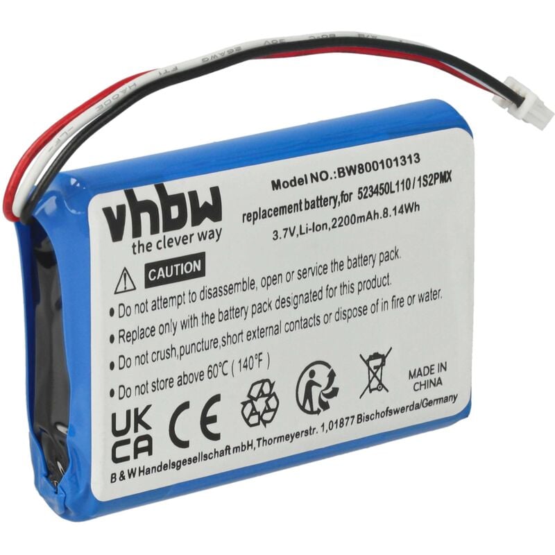 foto del prodotto vhbw batteria compatibile con blaupunkt travelpilot 700, 500 navigatore gps 2200mah, 3,7v, li ion sostituisce 1s2pmx, 523450l110
