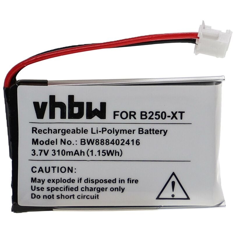 foto del prodotto vhbw batteria compatibile con blueparrot vxi v100 wireless, v150 auricolari cuffie wireless 310mah, 3,7v, li poly 