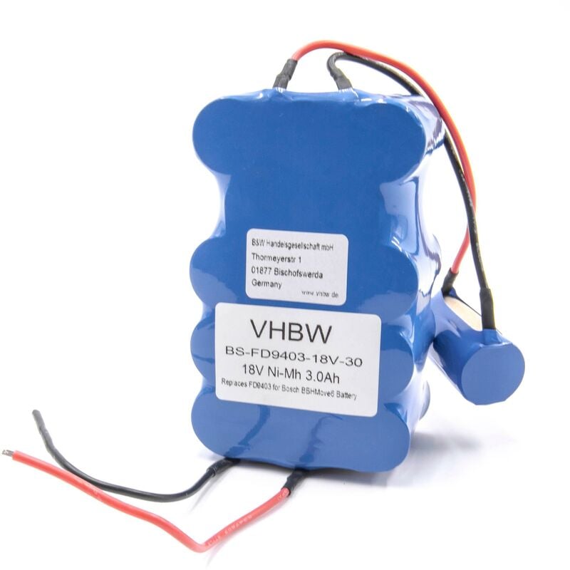 foto del prodotto vhbw batteria compatibile con bosch bbhm1cmgb 01, bbhmove4 02, bbhmove4 01, bbhmove4 03, bbhmove4 home cleaner 3000mah, 18v, nimh 