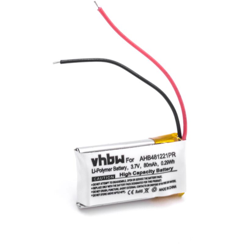 foto del prodotto vhbw batteria compatibile con bose bluetooth headset series 2, bt1l, bt1r, bt2l auricolari cuffie wireless 80mah, 3,7v, li poly 