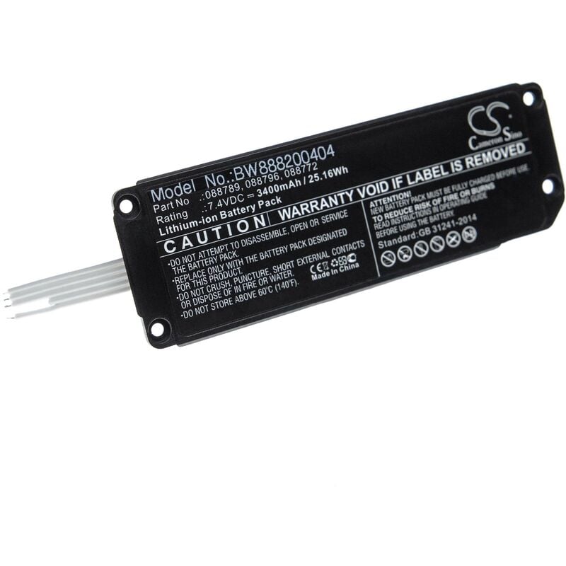foto del prodotto vhbw batteria compatibile con bose soundlink mini 2 casse, altoparlanti, speaker 3400mah, 7,4v, li ion 