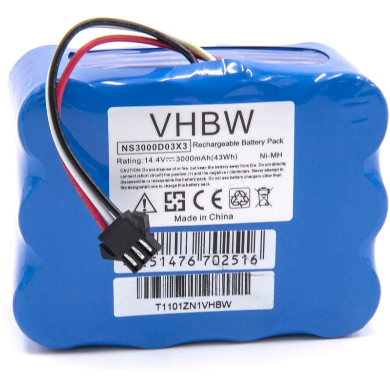 foto del prodotto vhbw batteria compatibile con cleanna xr210, xr210a, xr210b, xr210c, xr210d, xr210e, xr210f, xr510a home cleaner blu 3000mah, 14,4v, nimh 