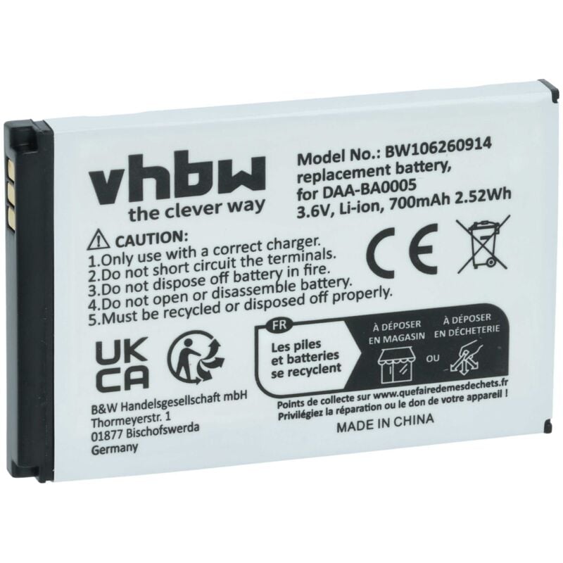foto del prodotto vhbw batteria compatibile con creative zen micro photo mp3 music player lettore musicale 700mah, 3,7v, li poly 