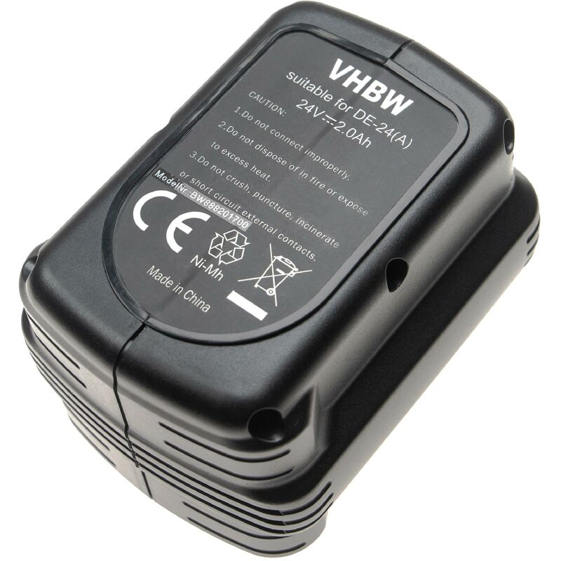 foto del prodotto vhbw batteria compatibile con dewalt dw004k, dw004k 2, dc224kb, dw004, dw005, dw005k 2, dw004k2c, dw004k2h utensile elettrico 2000 mah, nimh, 24 v 