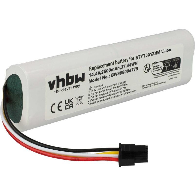 foto del prodotto vhbw batteria compatibile con dreame l20 ultra, rl55l, rls5 bl0, rls5l, l10s, rls5d, l20 home cleaner 2600mah, 14,4v, li ion, senza custodia 