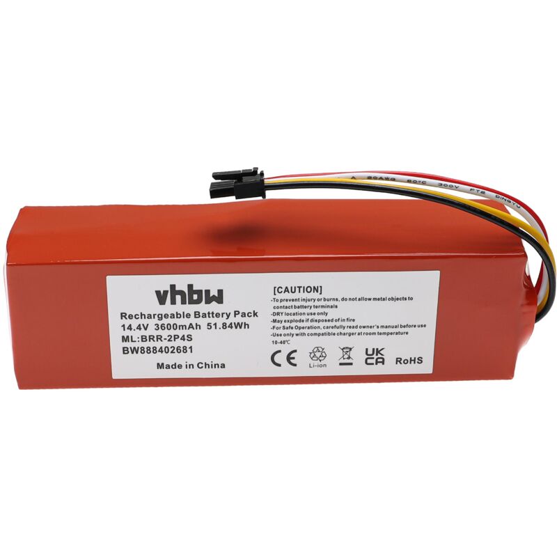 foto del prodotto vhbw batteria compatibile con dreame x40 master, rvs5 wh0, w10, w10 pro, x20 pro, rls6ladc 6, x30 ultra home cleaner 3600mah, 14,4v, li ion 