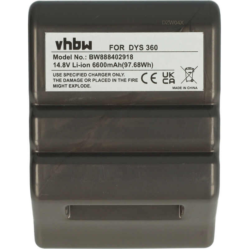 foto del prodotto vhbw batteria compatibile con dyson 360 heurist, 360 eye rb01 home cleaner grigio scuro 6600mah, 14,8v, li ion 