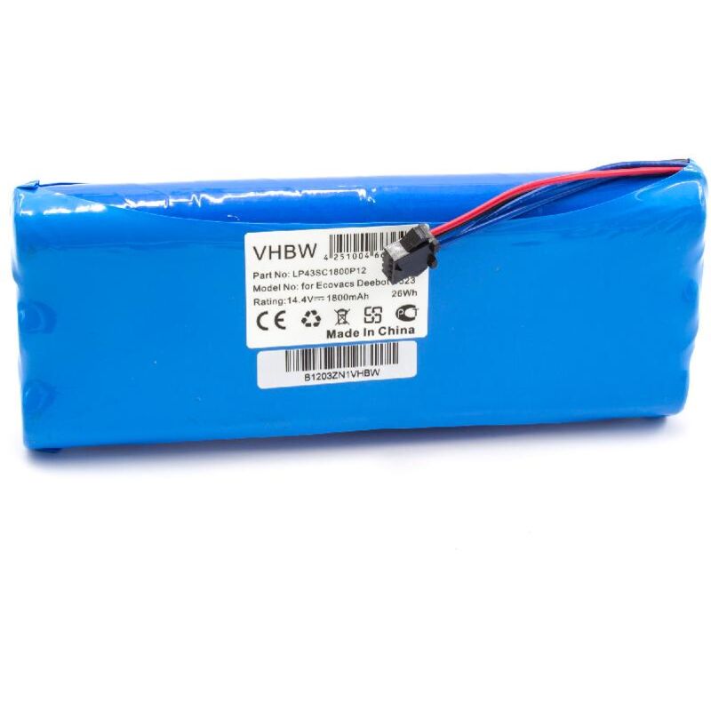 foto del prodotto vhbw batteria compatibile con ecovacs deebot d523, d54, d540, d543, d550, d56, d560 aspirapolvere home cleaner 1.800mah, 14,4v, nimh 