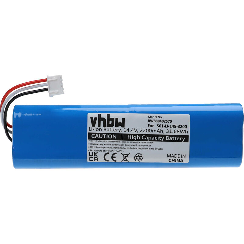 foto del prodotto vhbw batteria compatibile con ecovacs deebot dg31, deebot dn56, deebot dn58, deebot dv33, deebot dv35 aspirapolvere 2200mah, 14,4v, li ion 