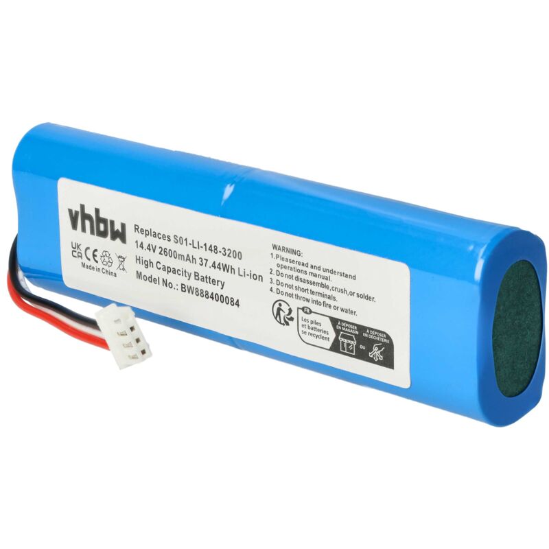 foto del prodotto vhbw batteria compatibile con ecovacs deebot dg31, deebot dn56, deebot dn58, deebot dv33, deebot dv35 home cleaner 2600mah, 14,4v, li ion 