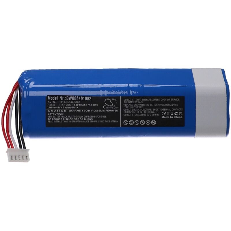 foto del prodotto vhbw batteria compatibile con ecovacs deebot t8 pure, x1 omni, x1 turbo home cleaner turchese 5200mah, 14,4v, li ion 