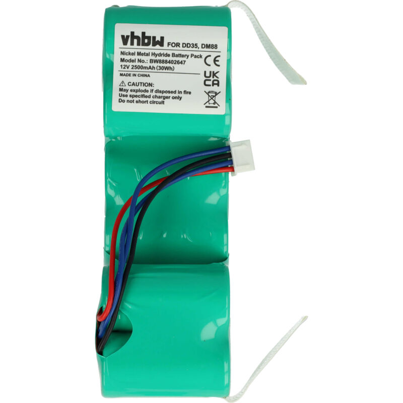 foto del prodotto vhbw batteria compatibile con ecovacs sweeper dd35, de33, de35, dg710, dg716 home cleaner 2500mah, 12v, nimh 