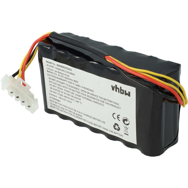 foto del prodotto vhbw batteria compatibile con efco sirius 1200 tagliaerba, robot tagliaerba 5200mah, 25,9v, li ion 