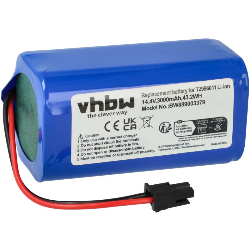 foto del prodotto vhbw batteria compatibile con eufy l35 hybrid plus, l35 hybrid, lr20, lr30 hybrid plus, lr30 hybrid home cleaner 3000mah, 14,4v, li ion 