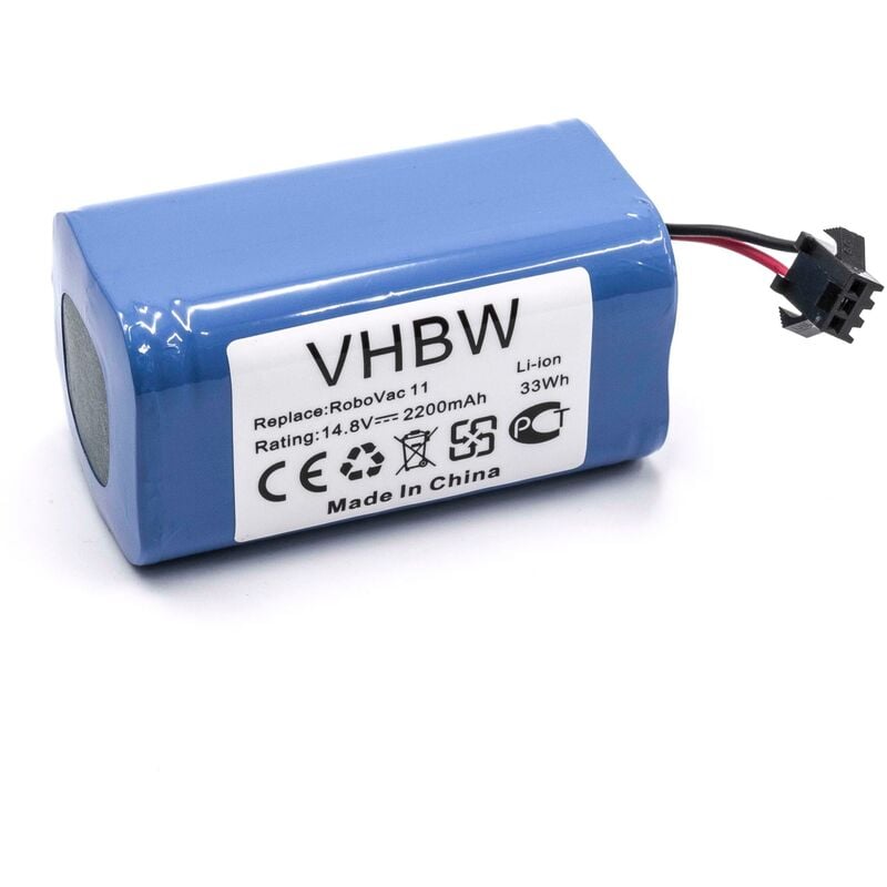 foto del prodotto vhbw batteria compatibile con eufy robovac 11c, 11s plus, 25c, 25c max, g10 hybrid, g15, g20 aspirapolvere 2200mah, 14,8v, li ion 