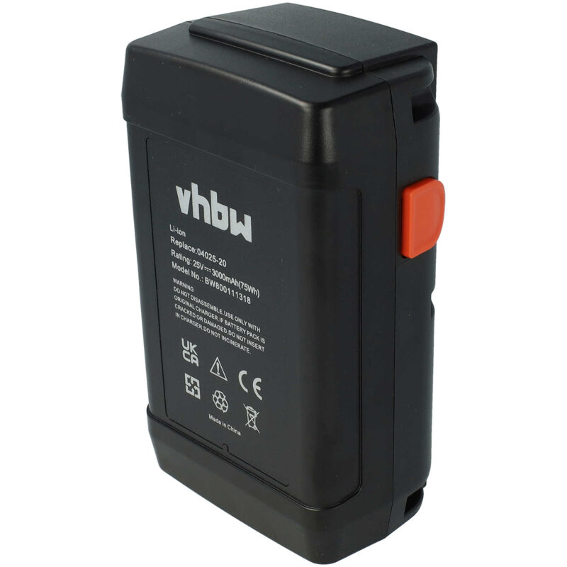 foto del prodotto vhbw - batteria compatibile con gardena rasaprato a mano elicoidale 380 c (4024-20), 380 ec (4028-20), 380 li (4025-20) rasaerba 3000mah 25v li-ion
