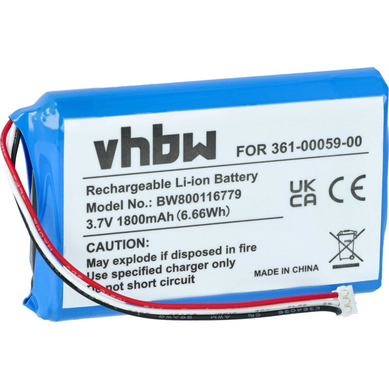 foto del prodotto vhbw batteria compatibile con garmin 010 01043 01, 020 00218 05 navigatore gps 1800mah, 3,7v, li poly 