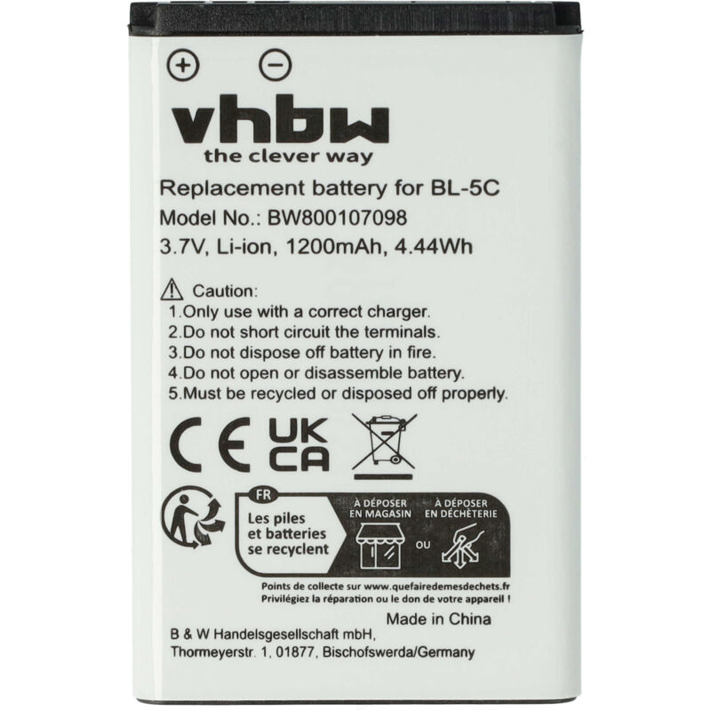 immagine 0 del prodotto vhbw batteria compatibile con garmin 010 01055 15, 010 02184 01 ricevitore gps bluetooth 1200mah, 3,7v, li ion 