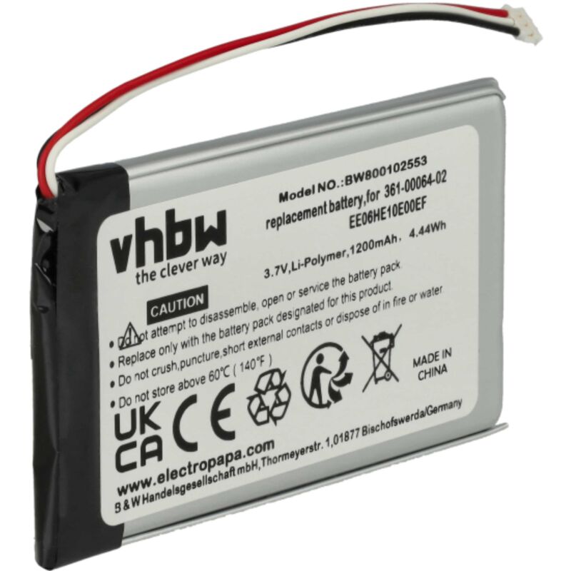 foto del prodotto vhbw batteria compatibile con garmin n link 2390, 2340 navigatore gps 1200mah, 3,7v, li poly 