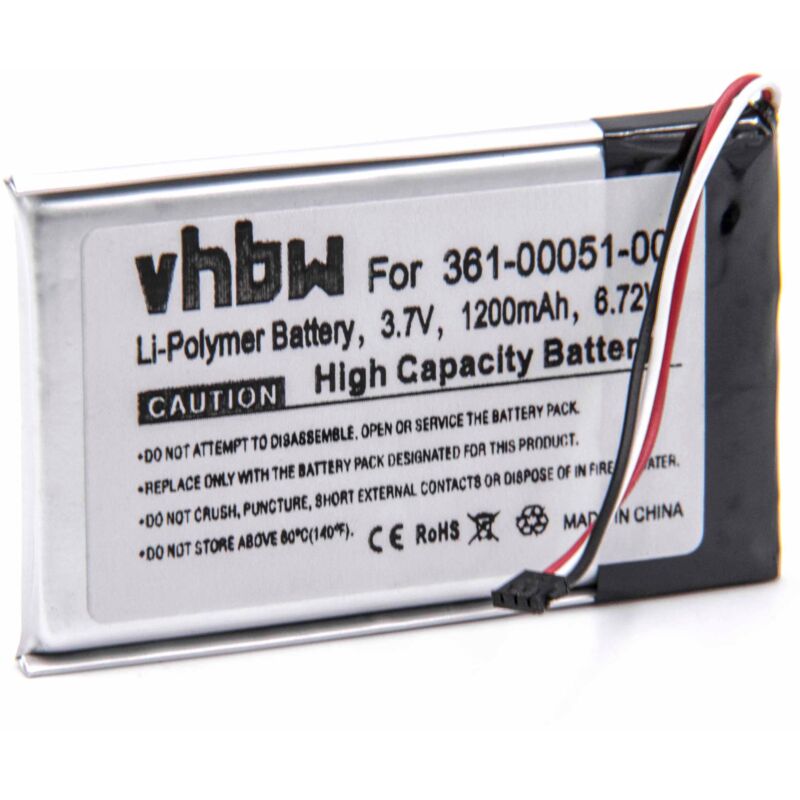 foto del prodotto vhbw batteria compatibile con garmin n vi 150t, 150lmt, 2595lmt, 52lm 5 zoll navigatore gps 1200mah, 3,7v, li ion 