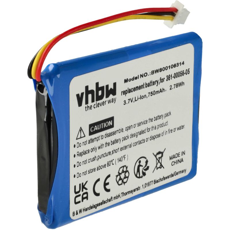 foto del prodotto vhbw batteria compatibile con garmin nuvi n vi 52lm, 56lmt, 66lm, 68lmt navigatore gps 750mah, 3,7v, li ion 