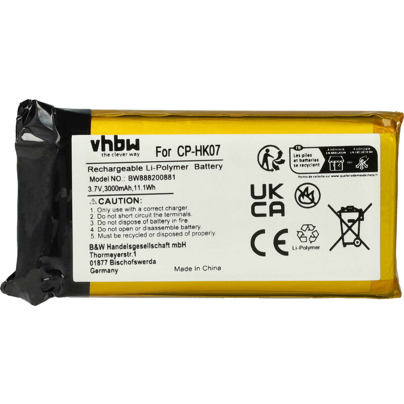 foto del prodotto vhbw batteria compatibile con harman kardon onyx mini casse, altoparlanti, speaker 3000mah, 3,7v, li poly 