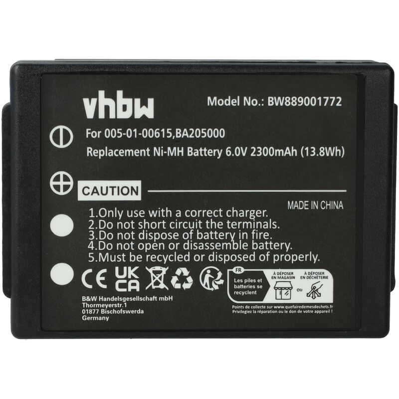 foto del prodotto vhbw batteria compatibile con hbc spectrum a, 1, b, 2 radiocomando industriale, telecomando 2300mah, 6v, nimh nero