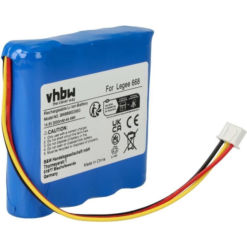 foto del prodotto vhbw batteria compatibile con hobot legee 668, 669 home cleaner 3000mah, 14,8v, li ion, senza custodia 