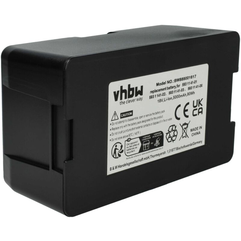 foto del prodotto vhbw batteria compatibile con husqvarna automower 320 2014, 320 2013, 330x 2013, 320 2015, 330x 2015, 330x 2014 rasaerba 5000mah 18v li ion