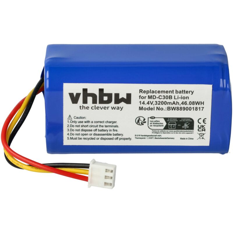 foto del prodotto vhbw batteria compatibile con ihome eclipse autovac, ihrv2 home cleaner 3200mah, 14,4v, li ion 