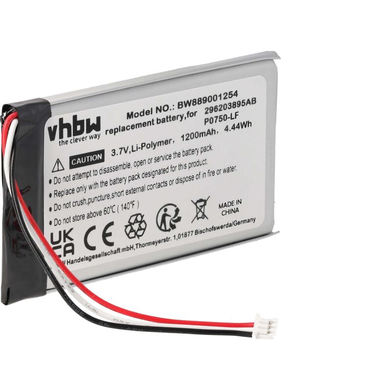 foto del prodotto vhbw batteria compatibile con ingenico link 2500 lettore di carte, nfc smart card reader, terminale pos 1200mah, 3,7v, li poly 