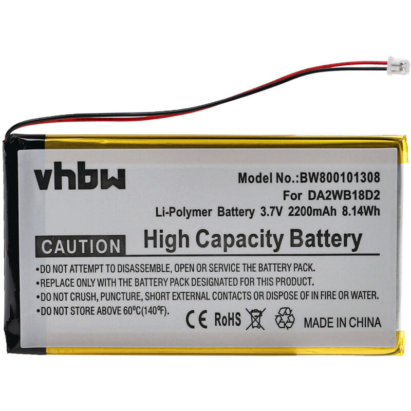 foto del prodotto vhbw batteria compatibile con iriver h110, h120, h140, h320, h340 mp3 music player lettore musicale 2200mah, 3,7v, li poly 
