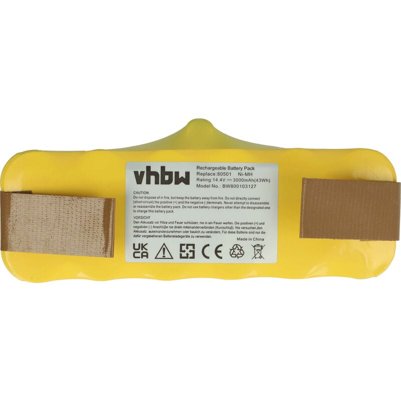 foto del prodotto vhbw batteria compatibile con irobot roomba 774, 775, 775 pet, 776, 776p, 782, 782e aspirapolvere, home cleaner 3000mah, 14,4v, nimh 