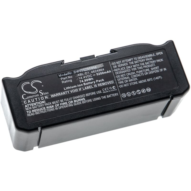 foto del prodotto vhbw batteria compatibile con irobot roomba e515040, 5150, 7150, 7550, e5150, e515020, e5152 home cleaner nero 5200mah, 14,4v, li ion 
